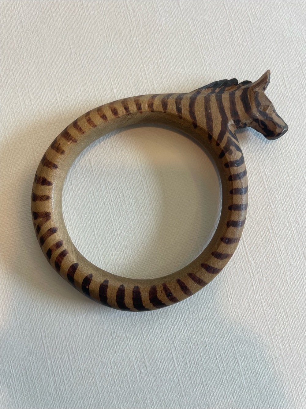 Unique Handcrafted wooden Zebra-Pattern Accessory bangle - Picture 3 of 7
